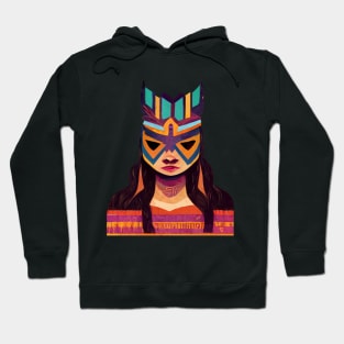 Indigenous Lucha Warrior Woman Hoodie